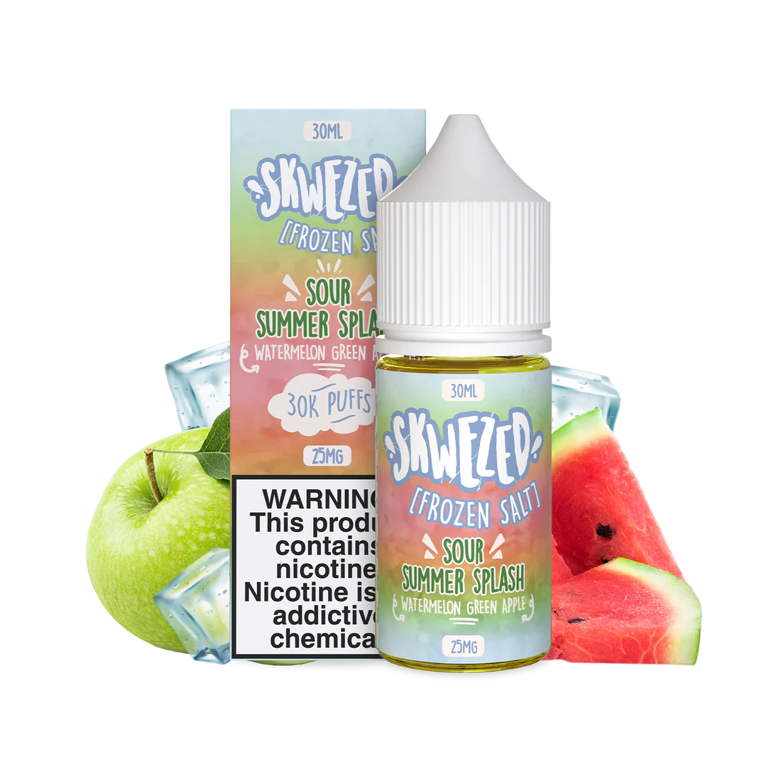 SKWEZED SALT – WATERMELON GREEN APPLE ICE (FORMERLY “FROZEN SOUR SUMMER SPLASH”)