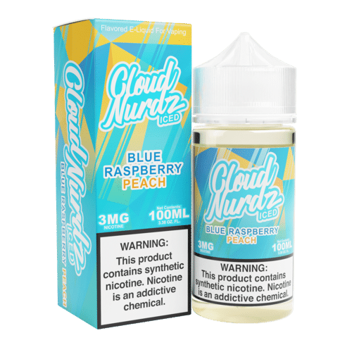 CLOUD NURDZ 100ML – BLUE RASPBERRY PEACH ICED (FORMERLY “PEACH BLUE RAZZ ICED”)